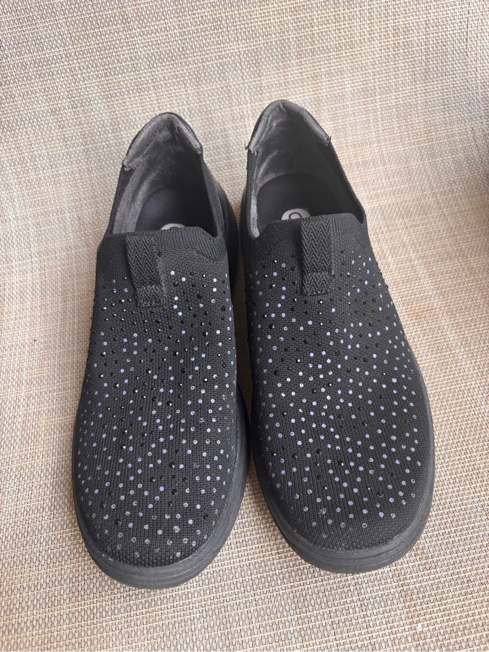 Bzees Black Slip-On Sneakers with Sparkle Accents